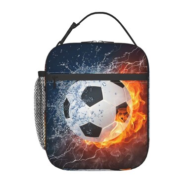 Soccer Ball Sport Lunch Bag For Boys Girls Reusable Lunch Box Insulated Meal Bags Portable Lunch Tote For Kids School Men Work Travel Picnic