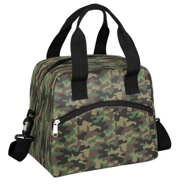 OHIKUETY Camouflage Military Camo Lunch Bag Women Large Insulated Army Lunch Box for Work Adult Portable Cooler Bag Cute Lunch Tote Bag Reusable Freezable Leakproof Office Picnic Beach School Travel