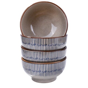 LMRLCS Porcelain Rice Bowls Set of 4 Japanese Ceramic Cereal Bowls for Soup Rice Snacks and Sauces Japanese Hand Painted Vintage Underglaze Ceramic