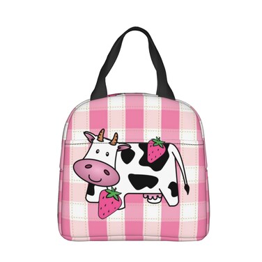 Cow Lunch Bag Insulated Fit Cute Lunch Tote Bag Funny Reusable Pink Lunch Box Adult Men Women Lunch Bags For Work Office Picnic Travel