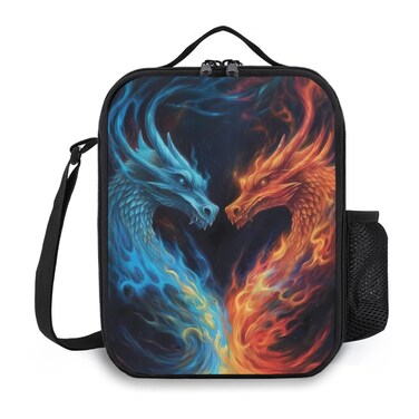 Insulated Lunch Box Dragon Lunch Bag for Women &amp; Men Small Leakproof Cooler Food Lunch Containers Reusable Large Capacity Lunch Tote Bags with Shoulder Strap for Work Travel Picnic