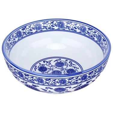 Kichvoe 7Inch White And Blue Porcelain Bowls Ceramic Noodle Bowl Large Soup Bowls Kitchen Food Serving Bowl