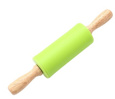 Green Rolling Pin, 9 Inch Silicon Rolling Pin with Wooden Handle for Kneading the Dough of Baking Bread, Pizza, Cookie, Noodles (green, 9 inch)