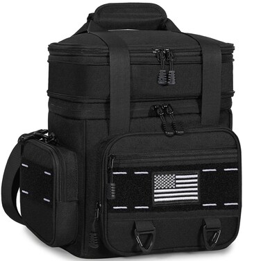 Expandable Tactical Lunch Box, XLarge Insulated Lunch Cooler Bag Heavy Duty Leakproof Lunch Pail for Men Adults Work Office Outdoor Picnic Trips,25L,Black