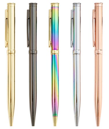 Gullor 5 Pieces Retractable Ballpoint Pen, Metal Pens for Gift, Business, Office, 1.0mm Medium Point Black Ink, Mix Colors