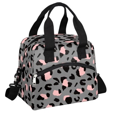 Luxury Grey Leopard Cheetah Insulated Lunch Bag for Women Men Adult Lunch Tote Bag with Shoulder Strap Reusable Lunch Box Large Containers Thermal Cooler Bag for Work School Picnic Lightweight Handbag
