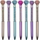 Maydahui 12 PCS Big Crystal Diamond Ballpoint Pens Colorful Retractable Bling Quicksand Pen Rhinestones Metal Pen Black Ink for School Office Wedding Party