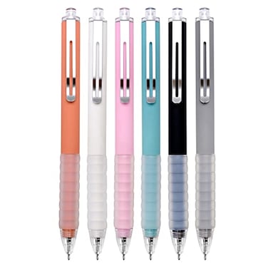 Linbsunne Ballpoint Pens Medium Point 1mm Black Ink Work Pen with Super Soft Grip Ball Point Pen for Men Women Retractable Office Pens (Silver Clip-6 count)