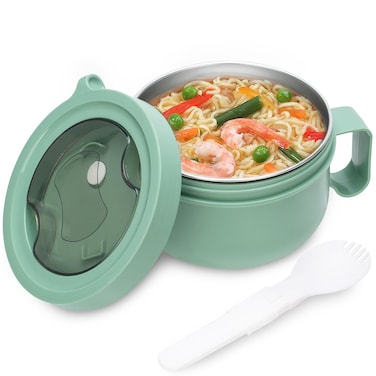 Microwave Soup Mugs with Lids,28.7oz Microwave Ramen Bowl with Lid,with Removable 304 Stainless Steel Liner,Improved Easy-Grip Design for On-the-Go - Holds Soup, Rice, Cereal &amp; More - BPA-Free