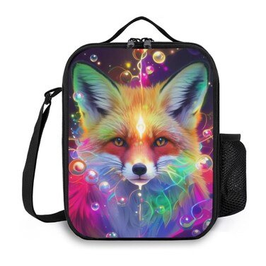 Ximjoju Insulated Lunch Bag, Reusable Portable Lunch Box With Shoulder Strap, Fox Lunch Bag, Funny Cute Bento Lunchbox Cooler Thermal Meal Tote Kit
