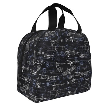 VIELEGELD Airplane Lunch Bag, Reusable Insulated Lunch Box Large Capacity Meal Tote for Kids Women Men Cooler Bag, Durability of Zippered Lunch Tote for Work School Picnic Travel, Airplane&acirc;&euro;&brvbar;