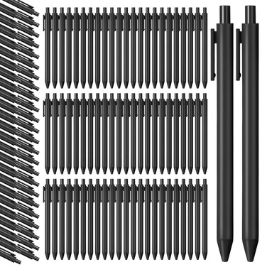 Teling 100 Pcs Ballpoint Pens Retractable Comfortable Writing Pens Cute Stylish Pens in Medium Point 1.0 mm for Office Supplies(Black)