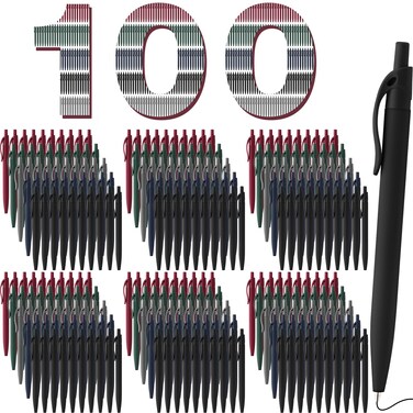 Resholder 100 Pack Black Pens Bulk Retractable Ballpoint Pens No Bleed Click Black Ink Pens Smooth Writing Pens for School Office Supplies, 1.0mm Black Ink