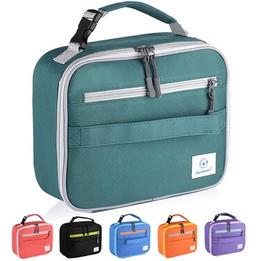 Genteen Insulated Lunch Bag, Lunch Box Kids Double Zipper Kids Lunch Bag,Sturdy Soft Bag &amp; Freezable Lunch Bag - Boys Mens Lunch Bag Reusable Lunch Bag for School,Work,Outdoor (Green)