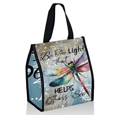 SROJDHFJB Lunch Bags Dragonfly Light Cute Women Lunch Box Large Reusable Insulated Lunch Tote Lunch Cooler Bag Wide-Open Foldable Portable Leakproof Handbag for Office, Work, Beach or Travel