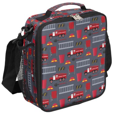 Cartoon Fire Truck Insulated Lunch Bag for Teen Boys Girls Reusable Portable Lunch Box with Shoulder Strap for Women Men Aldult Kids Thermal Cooler Bag for School Work Office Travel Meal Prep Bag