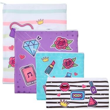 Paterr 4 Pcs Sandwich Bag Reusable Zipper Snack Bags Washable Food Safe Lunch Bags for Kids Students Adults Food (Novel)