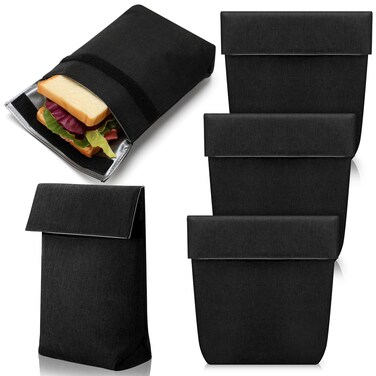 Qinyoung 3 Pcs Insulated Sandwich Bag Winter Reusable Snack Bags Washable Insulated Pouch Small Thermal Bag Reusable Lunch Bags for Work, Picnics, Travel, Office(Dark Gray)