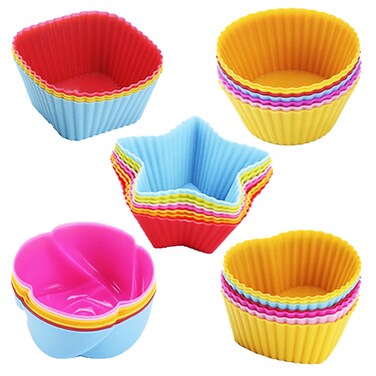 Reusable Silicone Cupcake Baking Cups 12 Pack, 2.75 inch Silicone Baking Cups, Reusable &amp; Non-stick Muffin Cupcake Liners for Party Halloween Christmas (Pack of 30,Multicolor,5 styles)