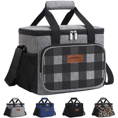 ToteTastic Insulated Reusable Lunch Box Lunch Bag for Women/Men LeakProof Lunch Tote Bag with Adjustable Shoulder Strap, Front Zipper Pocket and Dual Large Side Pockets for Work/Picnic&iuml;&frac14;&circ;24L,Plaid&iuml;&frac14;&permil;