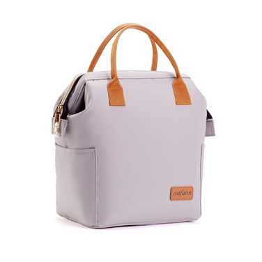 Lunch Bag for Women, Insulated Reusable Lunch Box Leakproof Cooler Tote Bag Freezable with Adjustable Shoulder Strap for Work Office Beach Picnic(Grey)