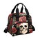 Gothic Sugar Skull Red Rose Lunch Bag Adjustable Shoulder Strap Cooler Bag Reusable Zipper Insulated Lunch Tote Bag for Work Picnic Camping School