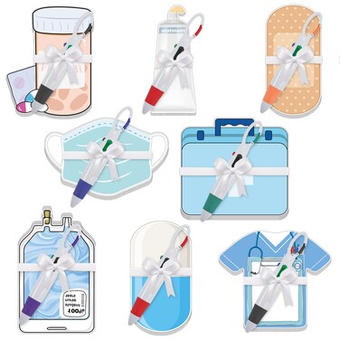 16 Pcs Funny Nurse Student Gifts Nurse Sticky Notepad with Pen Retractable Shuttle Pens Nurse Week Appreciation Gifts Nursing Student Essential for Hospital Supplies