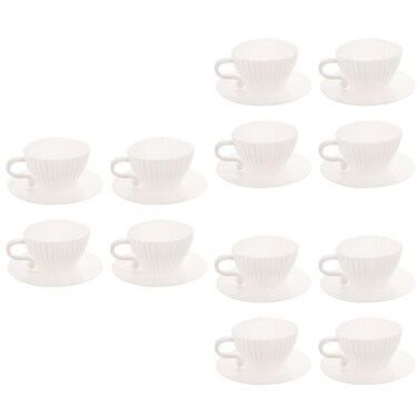 DOITOOL 12PCS Teacup Silicone Cupcake Liners for Baking, Reusable Baking Muffin Cups, Oven Safe Silicone Baking Cups Cupcake Liners