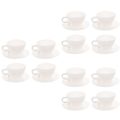 DOITOOL 12PCS Teacup Silicone Cupcake Liners for Baking, Reusable Baking Muffin Cups, Oven Safe Silicone Baking Cups Cupcake Liners