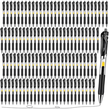 Spakon 200 Pieces Retractable Ballpoint Pen Bulk Medium Point Pens Rolling Ball Refillable Pens 0.5mm Refillable Ink Pens Ballpoint Bold Pens Office(Black)