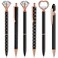 6 Pcs Ballpoint Pen Set Include Crystal Diamond Pen Slim Metal Ballpoint Pens Black Ink Stylus Pen Liquid Sand Pen Retractable Glitter Pen for Office School Gifts Wedding Party Supplies (Black)