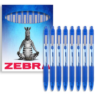 Zebra Z-Grip Smooth Retractable Ballpoint Pen - 1.0mm Nib - Blue Ink (8)