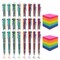 MINAGOO 24 Pack 0.7 mm 6-in-1 Multicolor Retractable Ballpoint Pen Retractable with 16 Pack Sticky Notes 3x3 Inches,Bright Colors Self-Stick Pads, Easy to Post for Home, Office, School