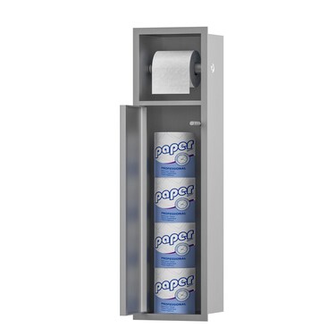 Neodrain Recessed Toilet Paper Holder, Brushed Toilet Tissue Holder with Storage Cabinet for Toilet Brush Holder, 304 Stainless Steel Wall Bathroom Roll Paper Holder