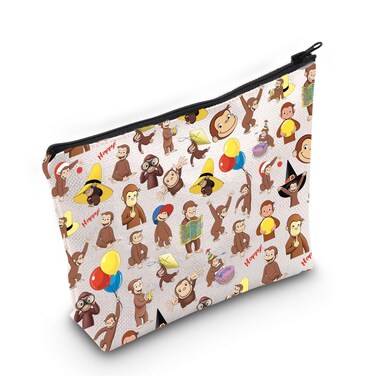 JNIAP Cartoon Bookish Merch Curious Monkey George Inspired Gift Makeup Zipper Pouch for George Lover (Monkey)