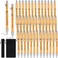 Roowest 100 Pcs Bible Verse Ballpoint Pen Bamboo Retractable Christian Pens Inspirational Scripture Ballpoint with Black Ink, Velvet Bags Religious Gifts for Church Gift Pastor Office Supply