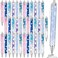 Yeaqee 36 Pcs Winter Themed Party Snowflake Pens Ballpoint Pen Black Ink Retractable Pen Winter Pens Winter Party Favors for Winter Birthday Party, Reward Prizes for School