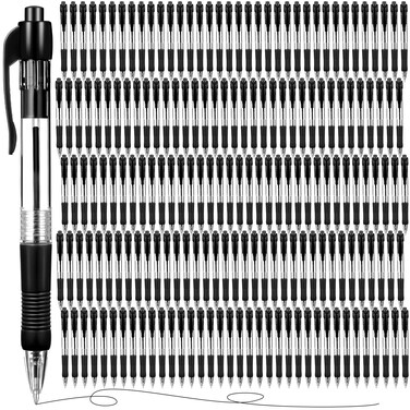 Fainne 200 Pack Retractable Ballpoint Pen 1.0 mm Medium Point Click Pen Refillable Smooth Writing Pens With Grip Work Pen Ball Point Ink Pen for Journal Writing Office School Supplies (Black Ink)