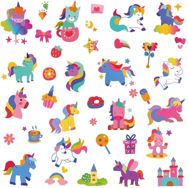 Coszeos 10Sheets Unicorn Temporary Tattoos Kids, 70 Styles Fake Cute Animal Tattoo Stickers Waterproof for Boys and Girls Children Unicorn Party Birthday Favors Supplies Gifts