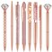 Supervitae 8 Pcs Ballpoint Pen for Women Fancy Black Ink Pens Gifts for Journaling Liquid Sand Glitter Pen Bridal Shower Gifts for Wedding Women Office Desk School Stationery Supplies(Rose Gold)