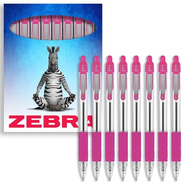 Zebra Pen Z-Grip Retractable Ballpoint Pen - 1.0mm Nib - Pink Ink - (8)
