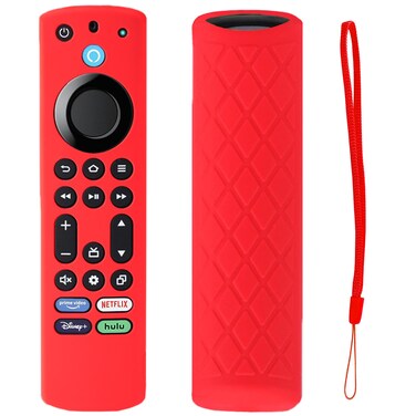 TOKERSE Remote Cover Compatible with Toshiba/Insignia/Omni/2 Series/4 Series TV Voice Remote, CT-RC1US-21 NS-RCFNA-21 CT95018 Silicone Remote Control Skin Sleeve Case Holder with Lanyard - Red