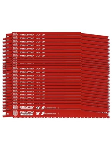 25 Pack 9 Inch 6/12 TPI Reciprocating Saw Blades, Stud and Nail Saw Blades, Bi-Metal 9" 6-12 TPI Saw Blade for Cutting Wood and Nail-Embedded Wood, Metals, PVC, Pallets etc, with Organizer Case