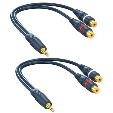 DteeDck RCA to AUX Adapter 2 Pack, 2 RCA Female to 1/8 inch Stereo Headphone Cable, RCA to 3.5 mm Jack Y Splitter 20CM / 0.65ft for TV Speaker DVD Player