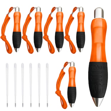 lyforx Big Fat Pens (12 Pack) Aids Writing For Tremor, Arthritis, Parkinson, Handicap, Carpal Tunnel Large Wide Grip Pens Retractable Ballpoint Pens (6 Pens + 6 Extra Refills)(Orange)