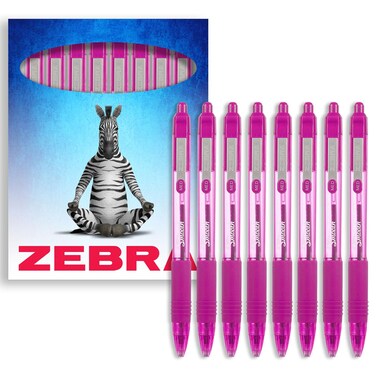 Zebra Z-Grip Smooth Retractable Ballpoint Pen - 1.0mm Nib - Pink - Pack of 8