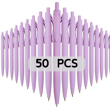 Wiaziert BallPoint Pens, 50 Pack (BLACK Ink), Bulk Pens, Purple Barrel,Click Pens for Office Home and School, Retractable Ballpoint Pens, Medium Point, 1.00MM (Purple)