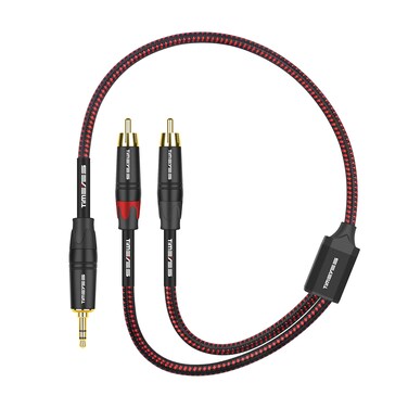 TIMEYES 3.5 to RCA Y-Cable - Male 3.5 mm to 2 RCA Male Plugs Breakout Converter Cable - Dual RCA to 3.5 mm Aux Audio Adapter Cable - RCA to 1/8 Inch Auxiliary Speaker Cord - 0.5M/1.6FT