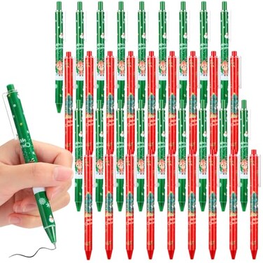 Qilery 100 Pcs Christmas Pens Gifts Bulk for Coworkers Adults Xmas Ballpoint Pen Ink Pen Holiday Pens Christmas Favors Christmas Giveaways for Adults Office School Party Supply(Multi Style)