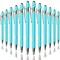 Oddmoal Ballpoint Pen with Stylus Tip, Soft Touch Click Metal Pen, 1.0mm Medium Point, Black Ink, 12 Count(Light Blue)